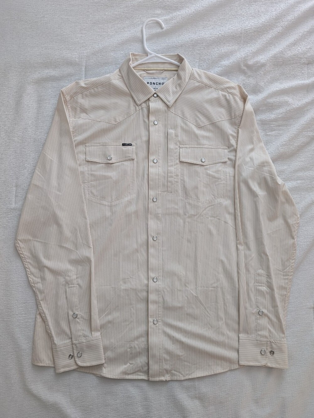Men's Poncho Slim Fit Pearl snap - Cream Pinstripe